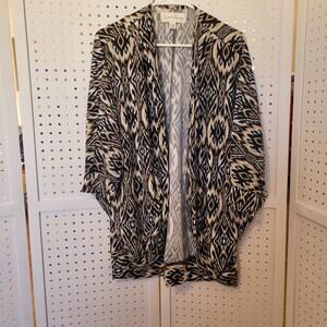 French Laundry Women's Duster Cardigan L Dolman 3/4 Sleeves Aztec Tribal Print